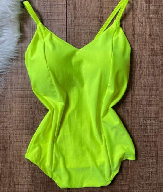 Body Básico Alça Liso Amarelo Neon - Sempre Linda Loja