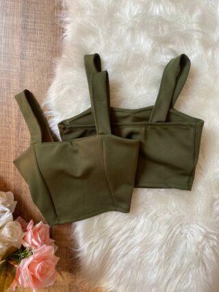 Cropped Ana Neoprene Alça Larga - Verde Militar - Sempre Linda Loja