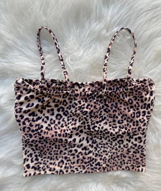 Cropped Reto Com Bojo Estampado Animal Print - Sempre Linda Loja