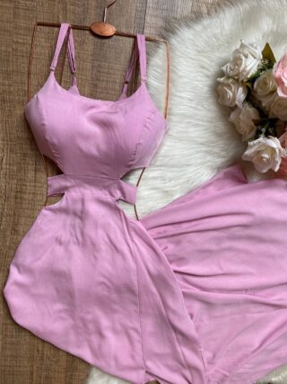 Vestido Longo Flavia Viscolinho Pink - Sempre Linda Loja