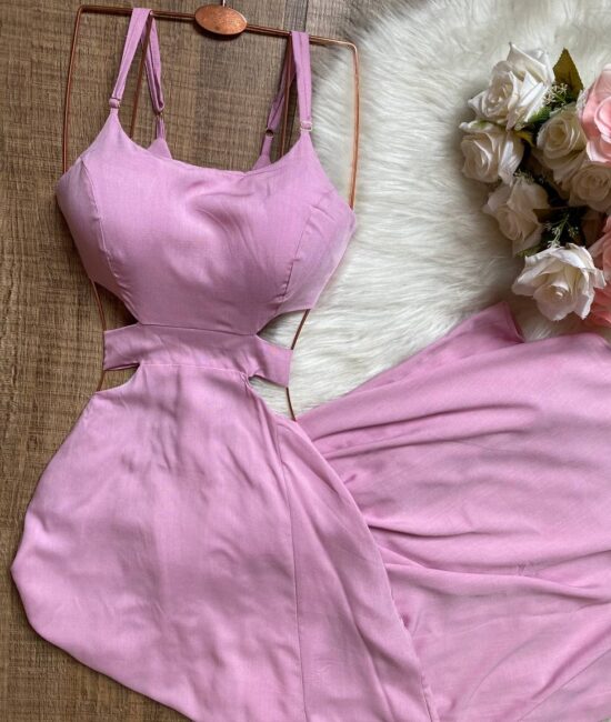 Vestido Longo Flavia Viscolinho Pink - Sempre Linda Loja