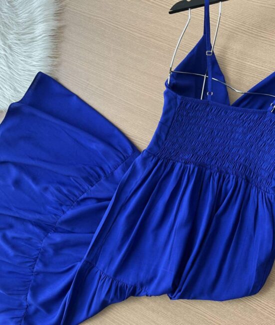 Vestido Longo Helena - Azul Bic - Sempre Linda Loja