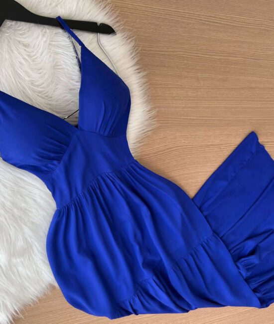 Vestido Longo Helena - Azul Bic - Sempre Linda Loja