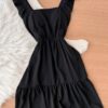 Vestido Curto Suelen com Alça Babado - Preto - Sempre Linda Loja