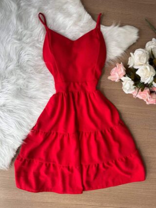 Vestido Curto Maria - Vermelho - Sempre Linda Loja