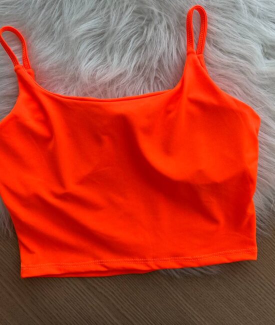 Cropped Alcinha Com Bojo - Laranja Neon - Sempre Linda Loja