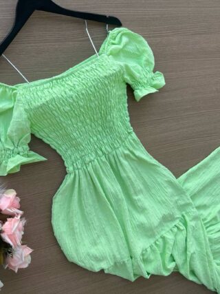 Vestido Camélia Lastex - Verde Claro - Sempre Linda Loja