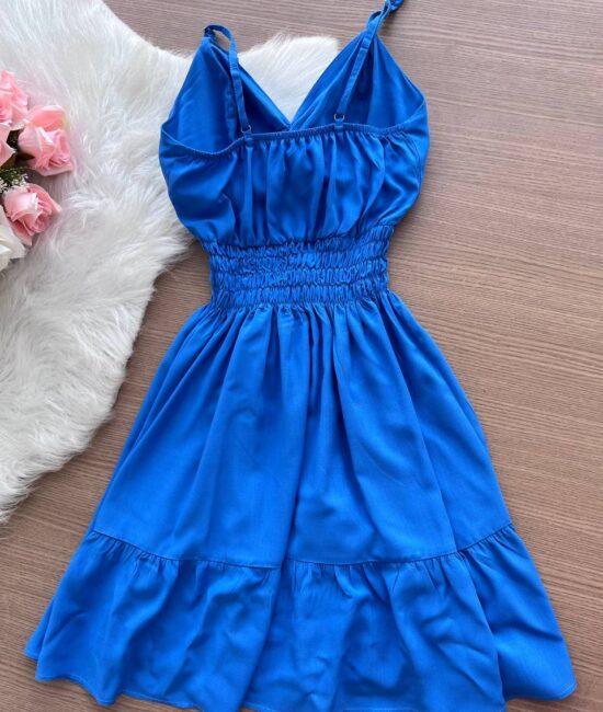 Vestido Maria Viscolinho - Azul - Sempre Linda Loja