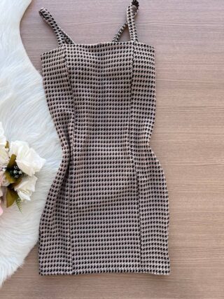 Conjunto Geovanna Vestido + Blazer Alongado - Jacquard Tweed Nude - Sempre Linda Loja