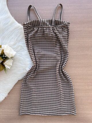 Conjunto Geovanna Vestido + Blazer Alongado - Jacquard Tweed Nude - Sempre Linda Loja