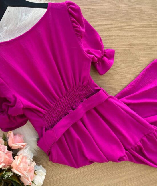 Vestido Midi Dandara Com Manga Princesa com Cinto - Caramelo - Sempre Linda Loja