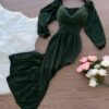 Vestido Longo com Manga 3/4 – Verde Militar - Sempre Linda Loja