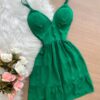 Vestido de Alça com Decote – Verde Bandeira - Sempre Linda Loja