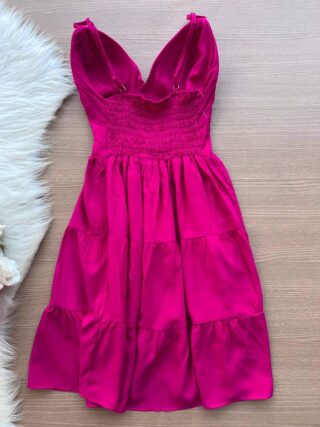 Vestido de Alça com Decote – Pink - Sempre Linda Loja