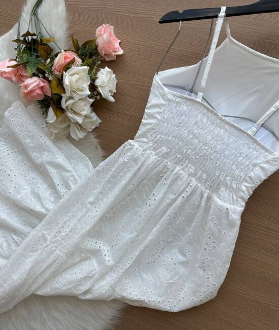 Vestido Longo Barbara Laise Bordado - Branco - Sempre Linda Loja