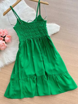 Vestido Yasmin Curto c/ Detalhe no Decote – Verde Bandeira - Sempre Linda Loja