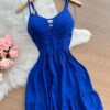 Vestido Yasmin Curto c/ Detalhe no Decote – Azul Bic - Sempre Linda Loja