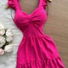 Vestido Maria Laura Curto c/ Detalhe no Decote – Pink - Sempre Linda Loja