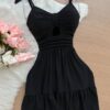 Vestido Curto c/ Alça Detalhe Aberto no Decote – Preto - Sempre Linda Loja