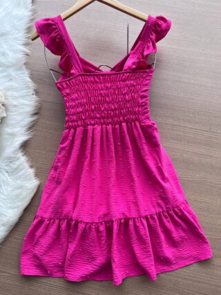 Vestido Maria Laura Curto c/ Detalhe no Decote – Pink - Sempre Linda Loja