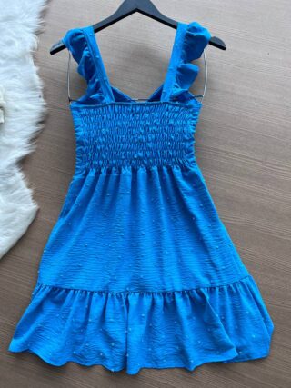 Vestido Maria Laura Curto c/ Detalhe no Decote – Azul Claro - Sempre Linda Loja