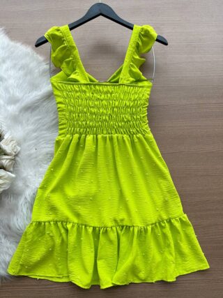 Vestido Maria Laura Curto c/ Detalhe no Decote – Verde Lima - Sempre Linda Loja