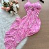 semprelindaloja com br vestido midi luiza c alca detalhe aberto no decote borboletas rosa