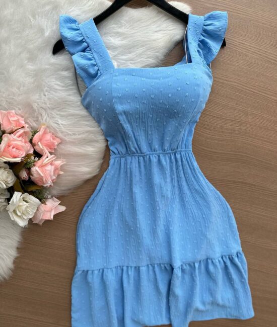 Vestido Curto Alice – Azul Claro - Sempre Linda Loja