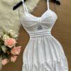 Vestido Curto c/ Alça Detalhe Aberto no Decote – Branco - Sempre Linda Loja