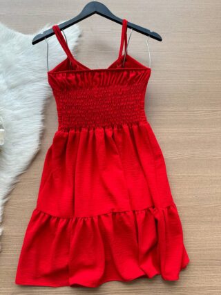 Vestido Curto c/ Alça Detalhe Aberto no Decote – Vermelho - Sempre Linda Loja