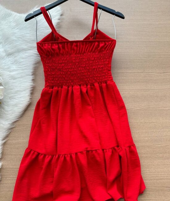 Vestido Curto c/ Alça Detalhe Aberto no Decote – Vermelho - Sempre Linda Loja