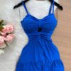 Vestido Curto c/ Alça Detalhe Aberto no Decote – Azul - Sempre Linda Loja