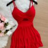 Vestido Curto Ayla c/ Detalhe Aberto no Decote – Vermelho - Sempre Linda Loja