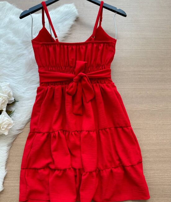 Vestido Curto Ayla c/ Detalhe Aberto no Decote – Vermelho - Sempre Linda Loja