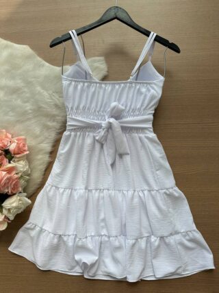 Vestido Curto Ayla c/ Detalhe Aberto no Decote – Branco - Sempre Linda Loja