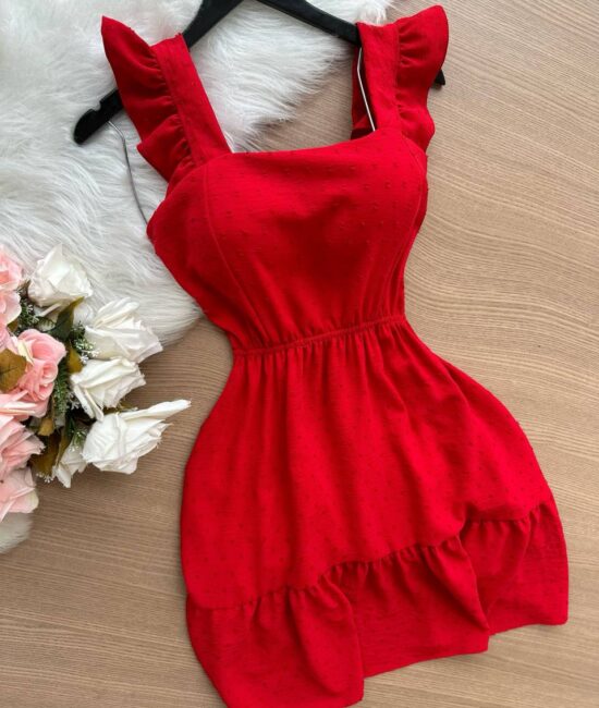 Vestido Curto Alice – Vermelho - Sempre Linda Loja