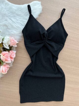 Vestido Ingrid Malha Lurex – Preto - Sempre Linda Loja