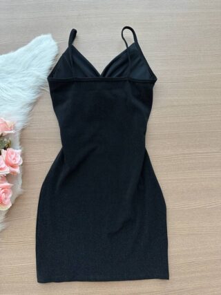 Vestido Ingrid Malha Lurex – Preto - Sempre Linda Loja