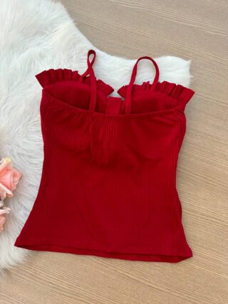 Blusa Raquel Canelada Babadinho - Vermelho - Sempre Linda Loja