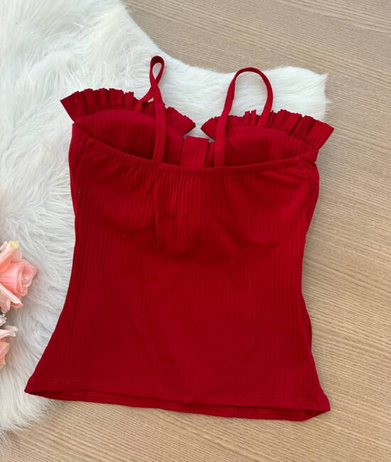 Blusa Raquel Canelada Babadinho - Vermelho - Sempre Linda Loja