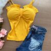 Blusa Raquel Canelada Babadinho – Amarelo - Sempre Linda Loja