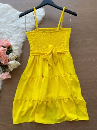 Vestido Curto Fer acompanha Cinto – Amarelo - Sempre Linda Loja