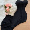 Vestido Midi Botão Marcela – Preto - Sempre Linda Loja