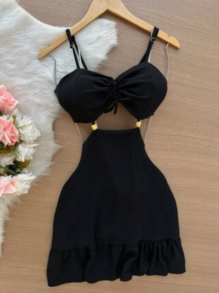 Vestido Curto Lola Amarração no Decote – Preto - Sempre Linda Loja