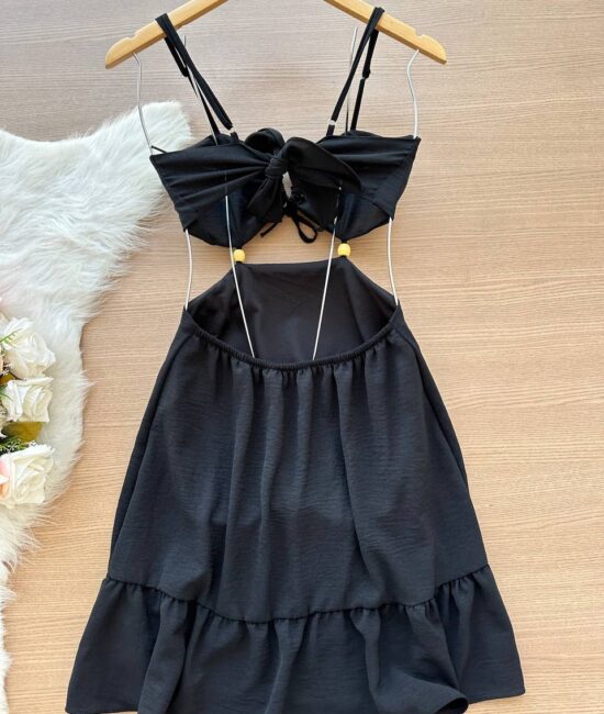 Vestido Curto Lola Amarração no Decote – Preto - Sempre Linda Loja