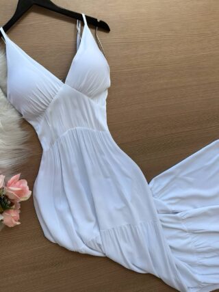 Vestido Longo Helena – Branco - Sempre Linda Loja