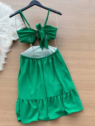 Vestido Curto Lola Amarração no Decote – Verde Bandeira - Sempre Linda Loja