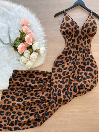 Vestido Longo Helena – Animal Print - Sempre Linda Loja