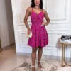 Vestido Maria Viscolinho Estampado - Fúcsia - Sempre Linda Loja