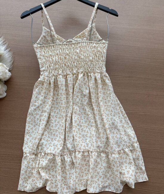 Vestido Yasmin Curto c/ Detalhe no Decote estampado Irís – Branco - Sempre Linda Loja